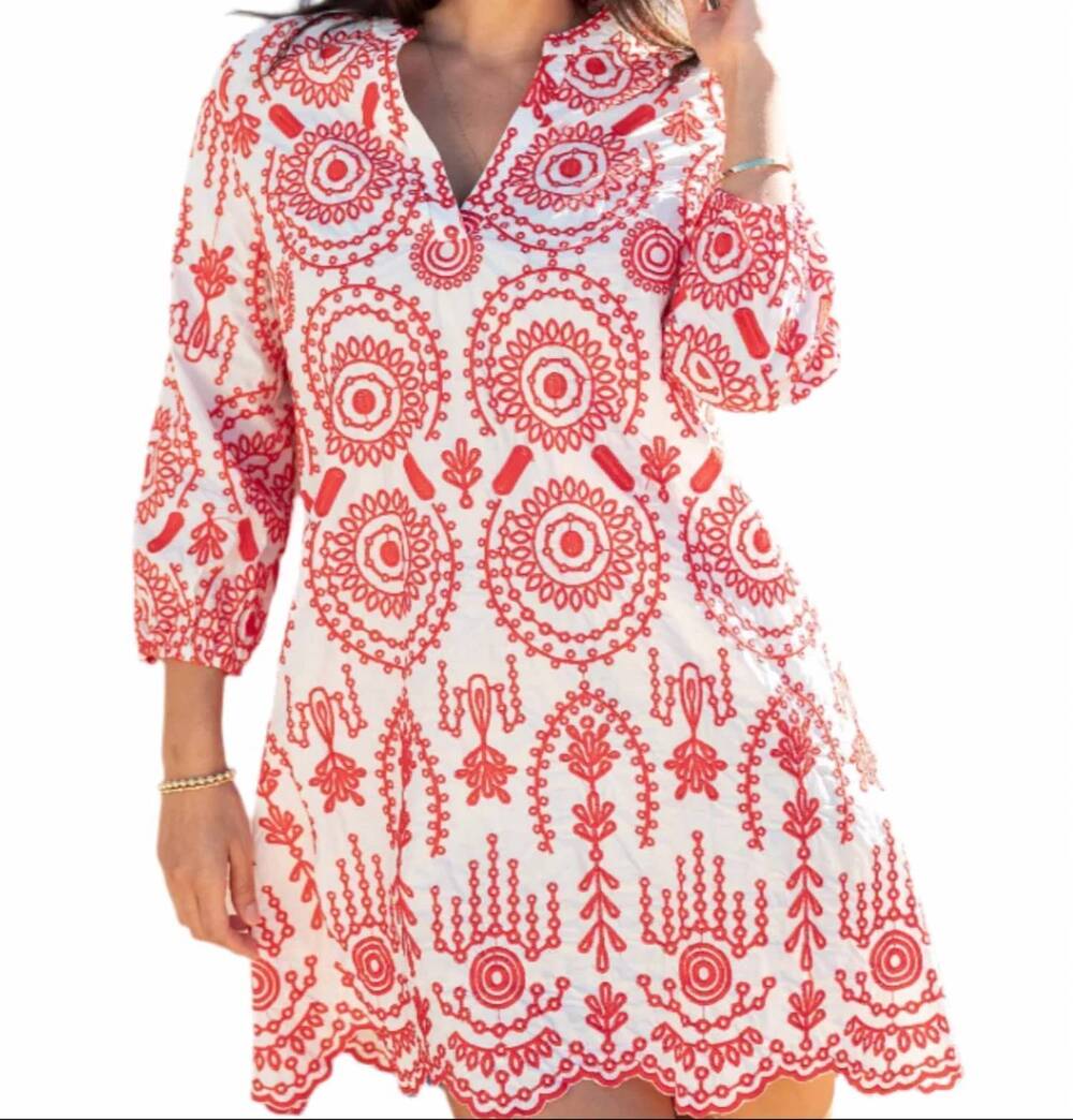 NEW MERSEA women's edie tunic dress in white red